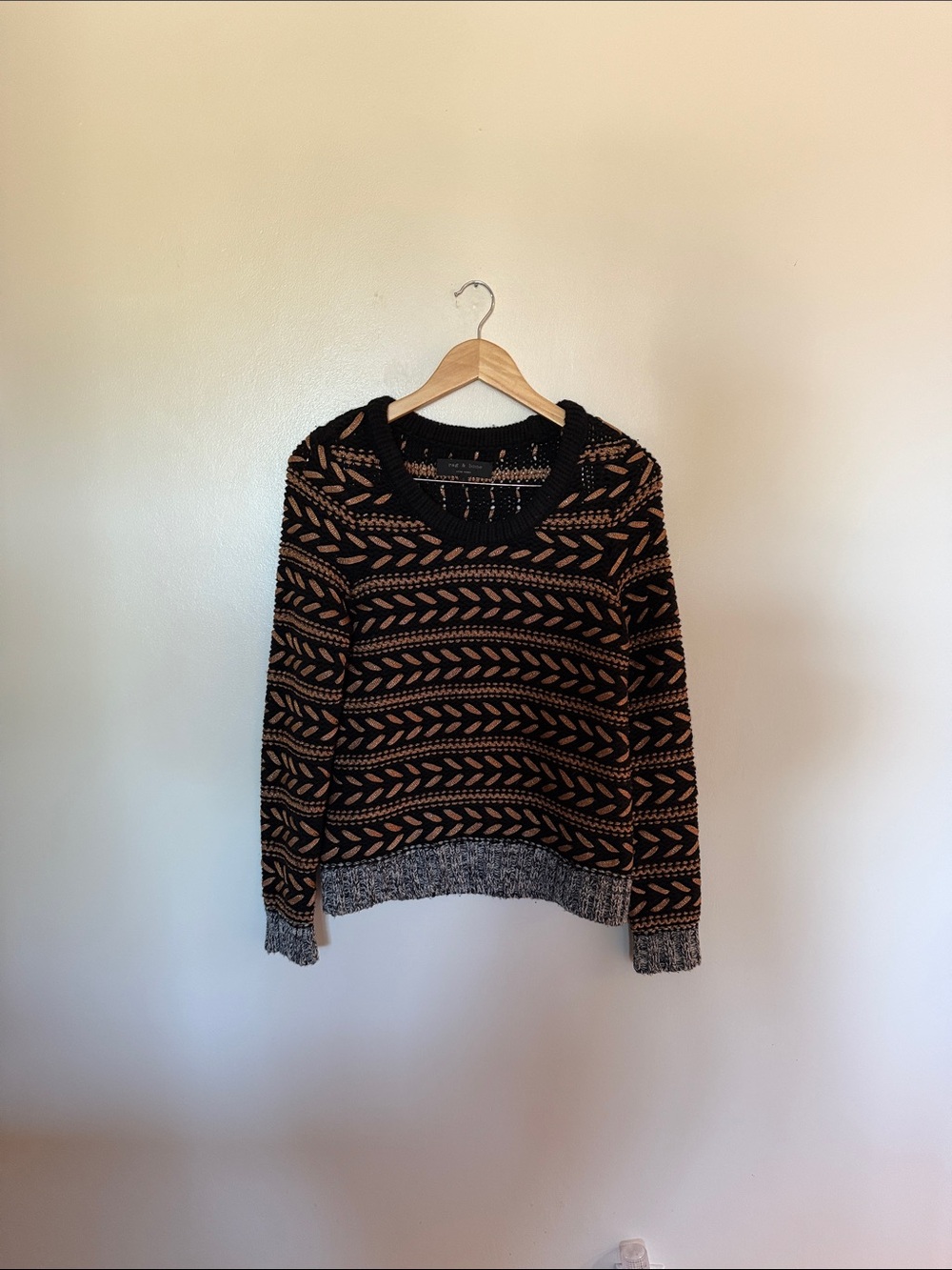 rag & bone Black and Bronze Metallic Knit Sweater
